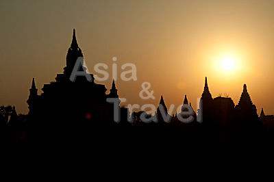 Bagan Sunset Tempel Shilouette Myanmar