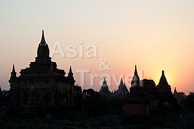 Bagan Sunset Tempel Silhouette Myanmar