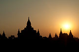 Bagan Sunset Tempel Silhouette Myanmar