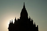 Tempel Silhouette bei Sonnenuntergang Bagan Myanmar